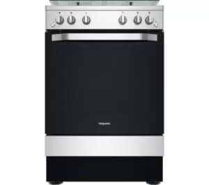 Image of Hotpoint HS67G2PMX/UK 60cm Gas Cooker - Inox & Silver, Black,Silver/Grey
