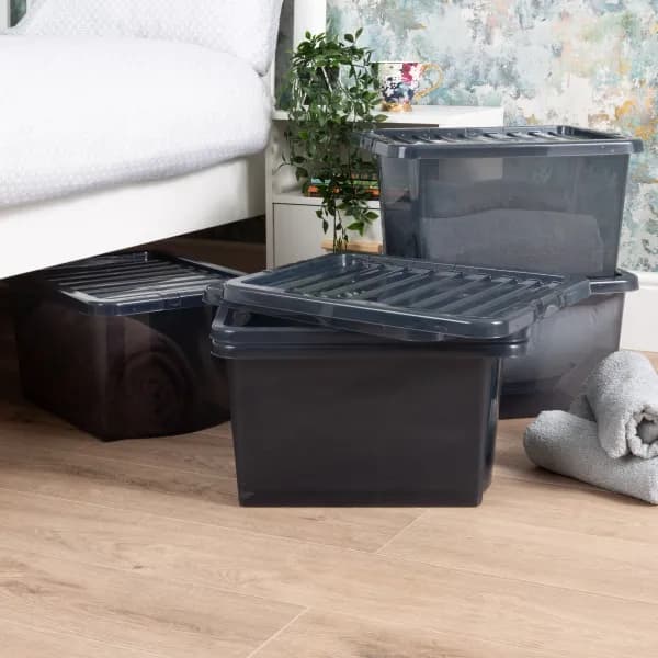 Image of Wham Crystal Set of 5 Boxes & Lids, 28L Black