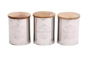 Image of Set Of Three Silver Tea Coffee Sugar Containers