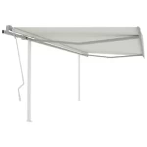 Image of Vidaxl Manual Retractable Awning With Posts 4.5X3.5 M Cream