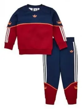 Image of adidas Originals Outline Crew Tracksuit - Indigo, Size 6-9 Months, Women