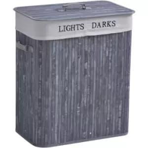 Image of Homcom - Large 2-Section Laundry Washing Basket Clothes Hamper Cleaning
