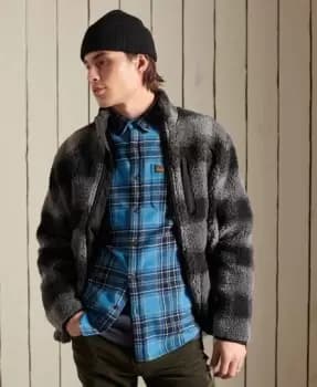 Image of Superdry Mens Sherpa Workwear Jacket Dark Grey / Black/grey - Size: L