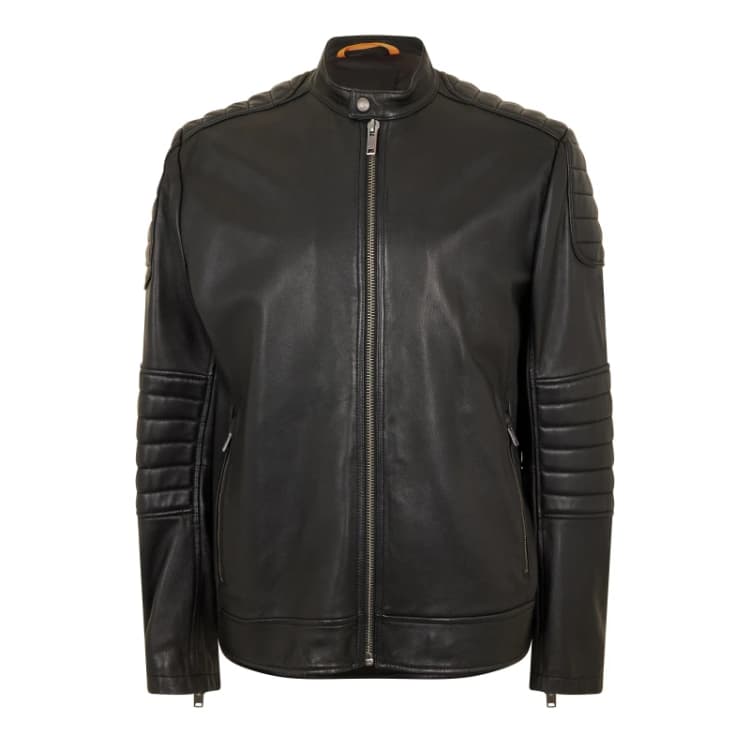 Image of Boss Mens Jolur Leather Jacket Black male 38 (48)