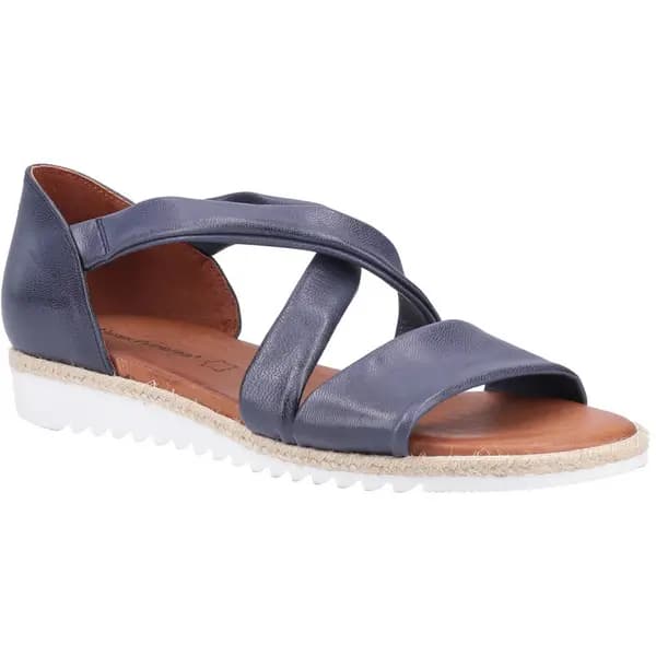 Image of Hush Puppies Womens Gemma Leather Strappy Wedge Sandals - UK 7 Blue female GDE2390NVY7