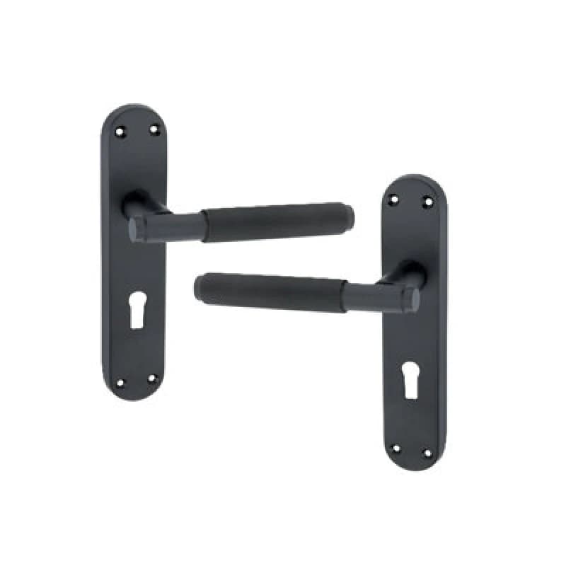 Image of Spira Brass Connaught Knurled Lever On Backplate Lock Matt Black