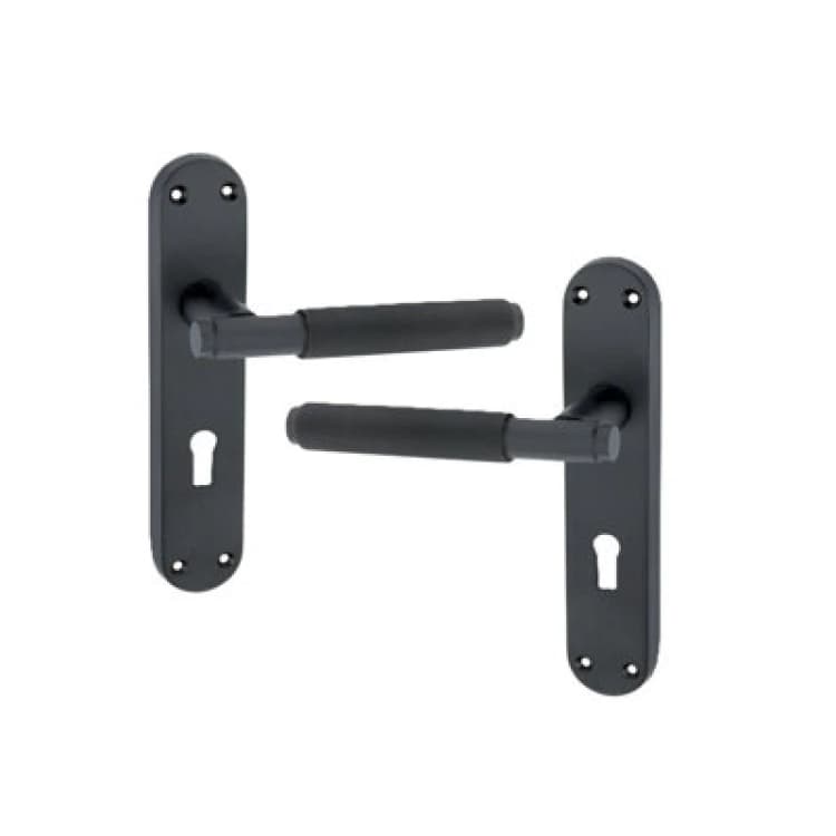 Image of Spira Brass Connaught Knurled Lever On Backplate Lock Matt Black