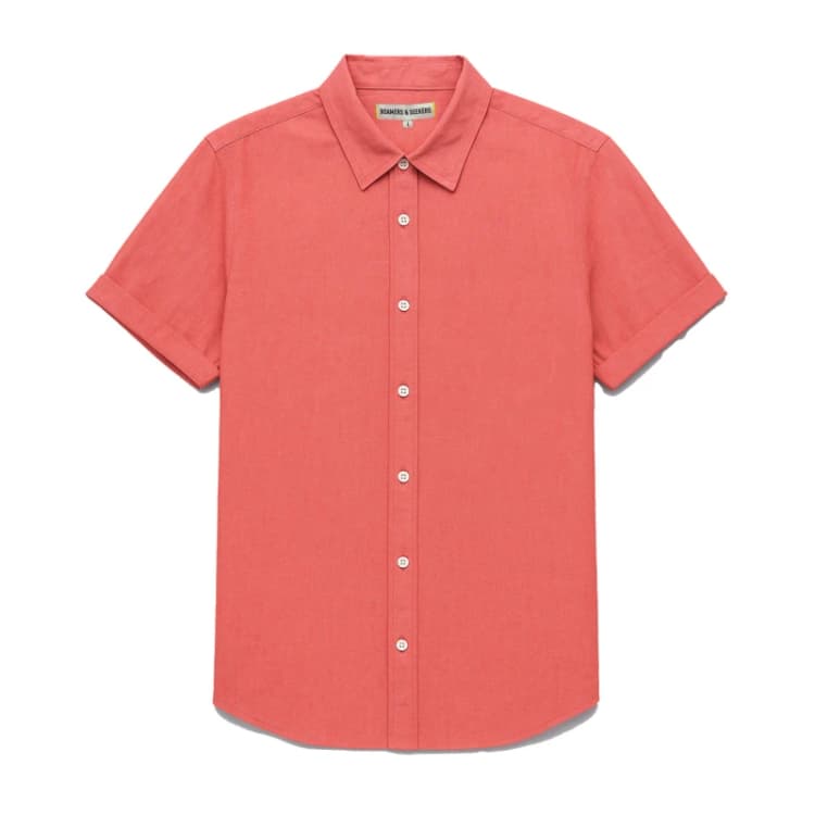 Image of Roamers and Seekers Mens Celsius Plain Short Sleeve Shirt Coral male Medium