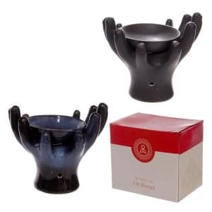 Image of Ceramic Hands Design Dark Glazed Oil Burner (1 Random Supplied)