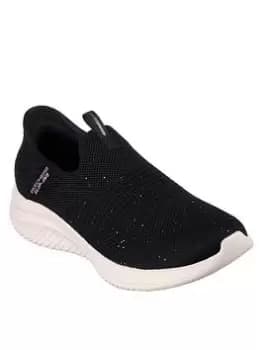 Image of Skechers Ultra Flex 3.0 Sequin Stretch Knit Slip-ins Black Knit/rose Trim, Black, Size 7, Women
