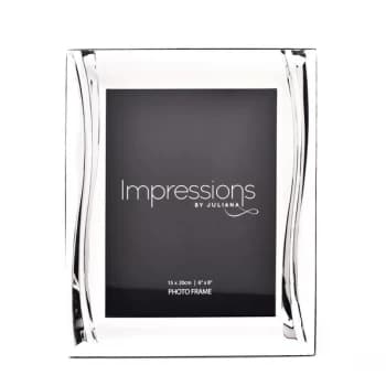 Image of Satin Silver-Plated Photo Frame - Shiny Wavy Design 6" x 8"