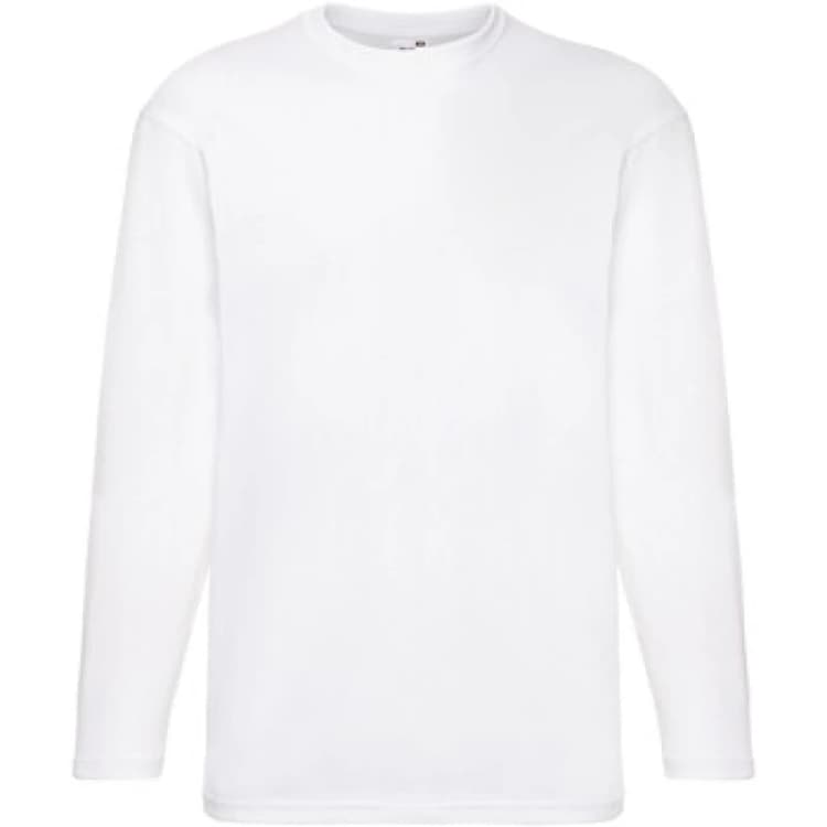 Image of Fruit Of The Loom Fruit of the Loom Men Valueweight Long-Sleeved T-Shirt in White Size: Medium White M Male 5063652788806