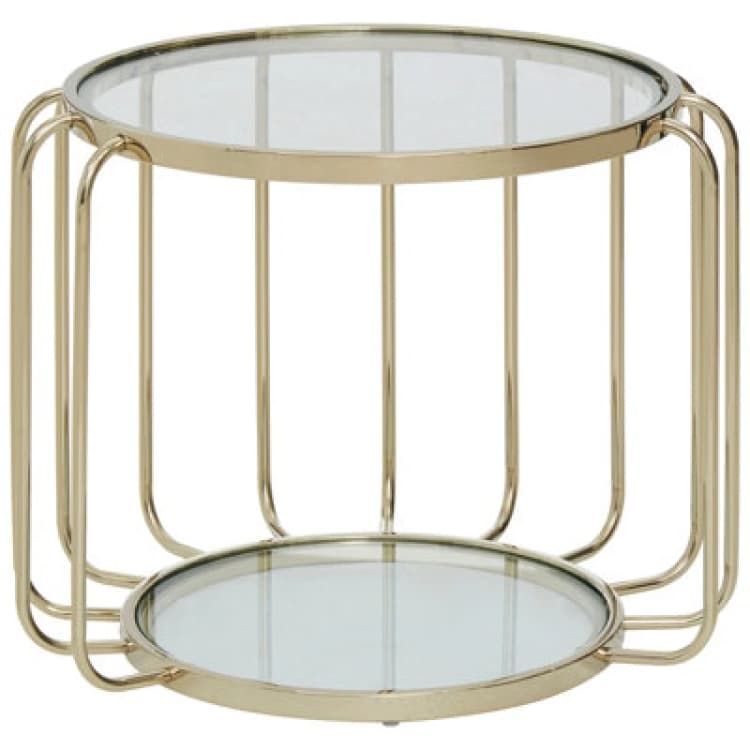 Image of Premier Housewares Modern Gold Side Table, Contemporary Gold Side Table with Glass Top, Luxury Side Table for Living Room Gold