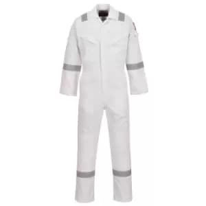 Image of Biz Flame Mens Aberdeen Flame Resistant Antistatic Coverall White Extra Large 32"