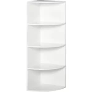 Image of Corner Shelf 4 Tier Fan Bookshelf Plants Stand Wood Freestanding Unit White - Homcom