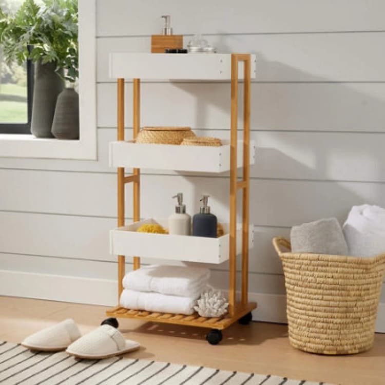 Image of Home Source Oxford 4-Tier Bathroom Kitchen Utility Storage Trolley White unisex
