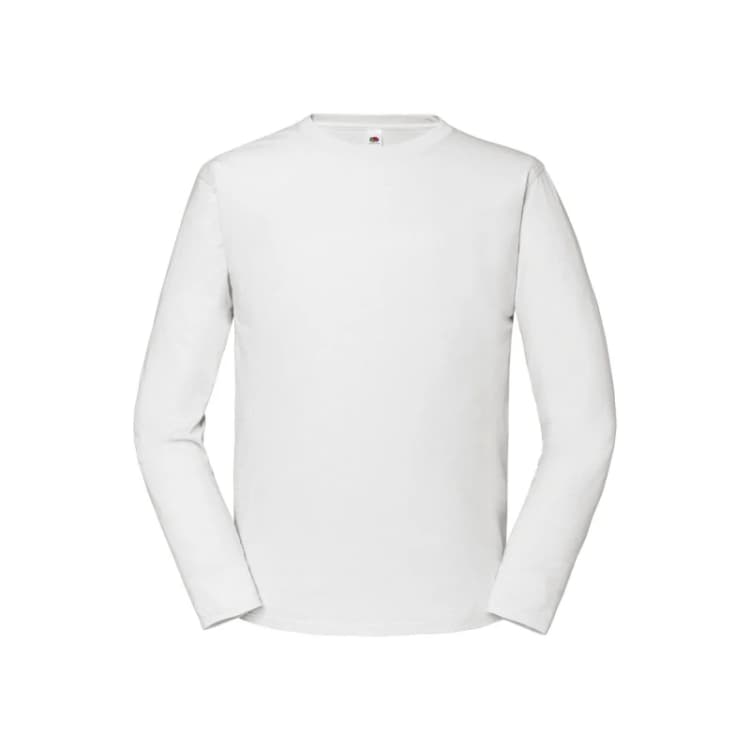 Image of Fruit Of The Loom Fruit of the Loom Men Iconic Premium Plain Long-Sleeved T-Shirt in White Size: X-Small White XS Male 5063377247701