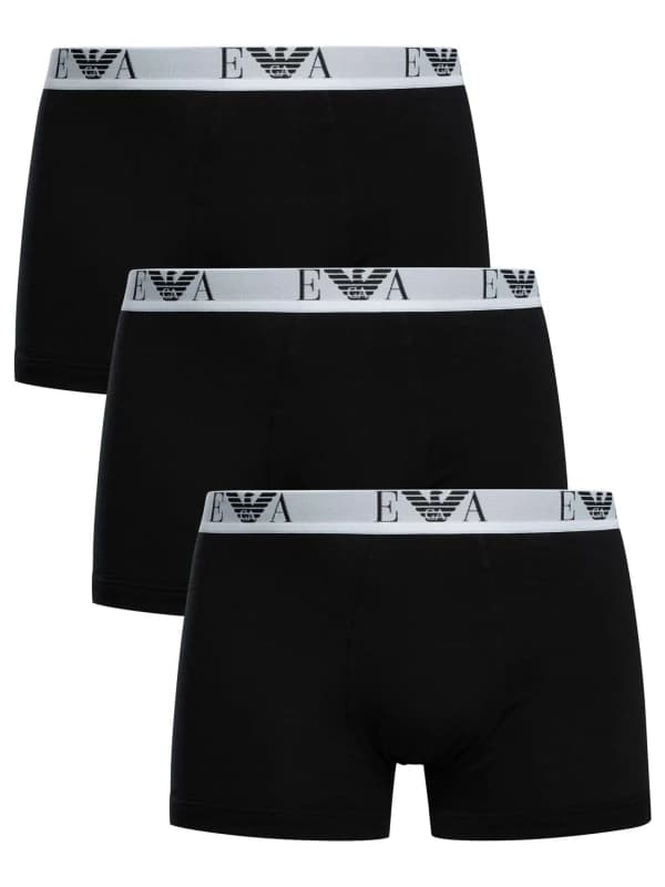 Image of Emporio Armani 3 Pack Stretch Cotton Trunks Black/White L
