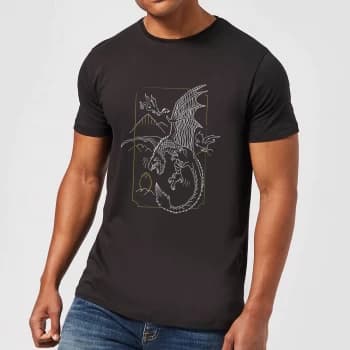 Image of Harry Potter Hungarian Horntail Dragon Mens T-Shirt - Black - 3XL - Black