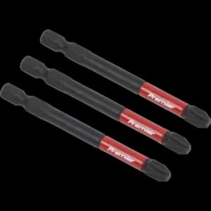 Image of Sealey Impact Power Tool Phillips Screwdriver Bits PH3 75mm Pack of 3