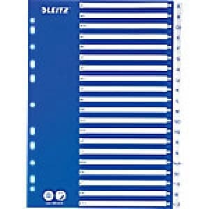 Image of Leitz Indices A4 Blue, White 20 Part Perforated PP A - Z 1
