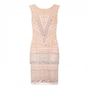 Image of Adrianna Papell Beaded Fringe Dress - SHELL