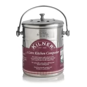 Image of Kilner Stainless Steel Kitchen Compost Bin, 2.0L, Silver