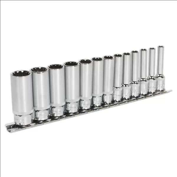 Image of Genuine SEALEY AK69813D Socket Set 13pc Deep 1/4Sq Drive Total Drive®