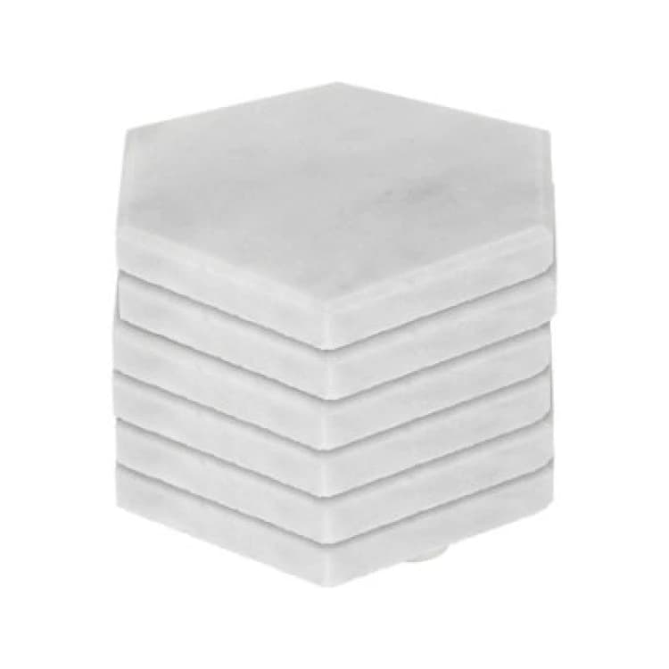 Image of Argon Tableware 10Cm Marble Coasters - White - Set Of 6 Hexagonal Drink Coasters Reusable Dining Table Drinking Glass Cup Mat