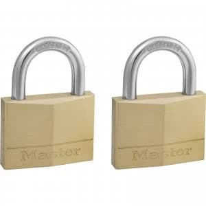 Image of Masterlock Solid Brass Padlock Pack of 2 Keyed Alike 50mm Standard