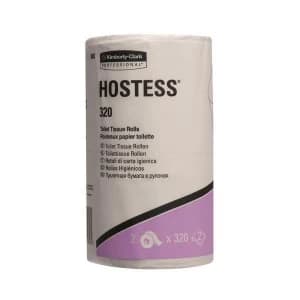 Image of Hostess 320 Toilet Tissue Twin Packs 2 Ply 115x94mm 320 Sheets White Pack of 18