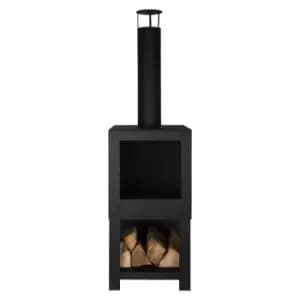 Image of Fancy Flames Square Black Terrace Heater with Wood Store