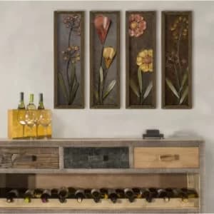 Image of MZM384 Multicolor Decorative Framed MDF Painting (4 Pieces)