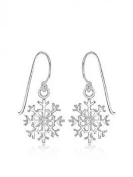 Image of The Love Silver Collection Sterling Silver Cubic Zirconia Snowflake Drop Earrings