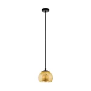Image of Pendant Ceiling Light Colour Black Shade Gold Color Glass Bulb E27 1x40W