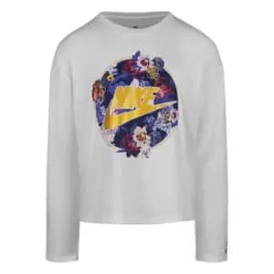 Image of Nike FT Floral Long Sleeve T Shirt - White