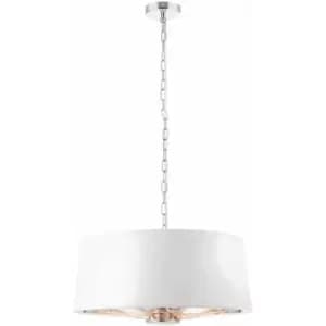 Image of Ceiling Pendant Light Bright Nickel & Vintage White Fabric 3x 40W E14 e10196