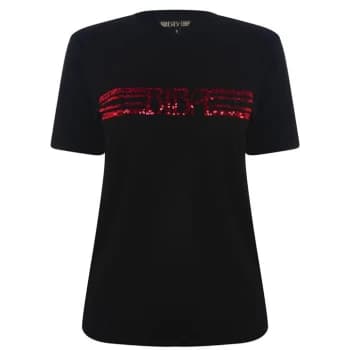 Image of Biba Sequin Rainbow T Shirt - Black
