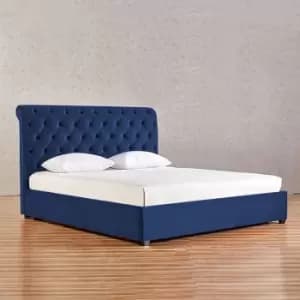 Image of Kelist Bed Double Plush Velvet Blue
