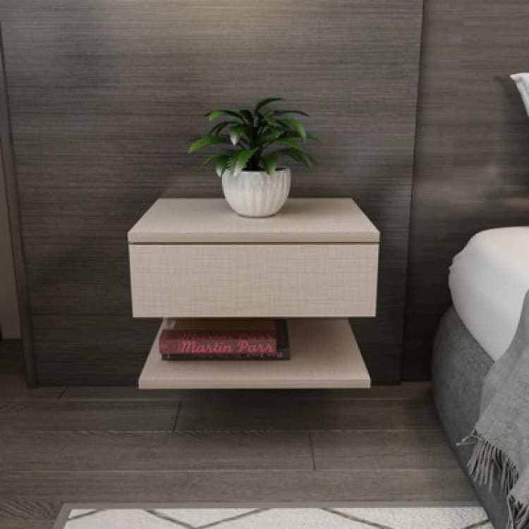 Image of Decorotika Vivid Modern And Minimalist Bedside Table Night Stand Cottonbeige, Cream VVD18NS03