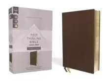 Image of NASB, Thinline Bible, Large Print, Passaggio Setting, Leathersoft, Brown, Red Letter, 1995 Text, Comfort Print : Elegantly uniting single and double c