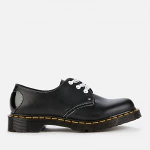 Image of Dr. Martens Womens 1461 Hearts Smooth Leather 3-Eye Shoes - Black - UK 3