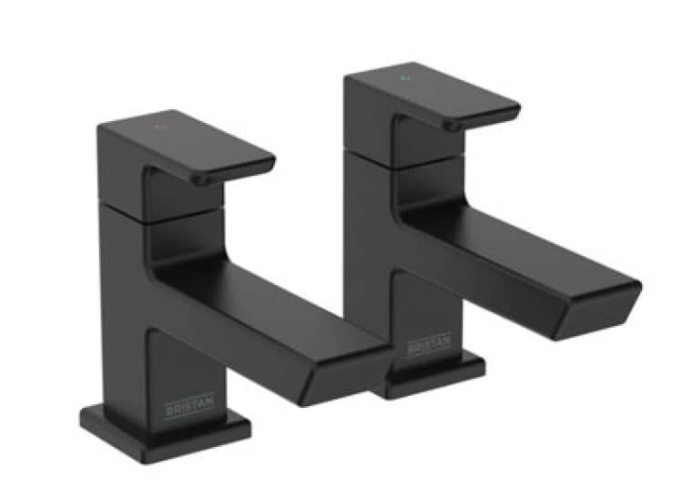 Image of Bristan Cobalt 1/2 Blk Basin Pillar Taps Pair 1/2" Black Tap