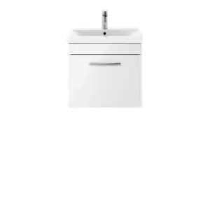 Image of Nuie Athena 500 Wall Hung Single Drawer Vanity & Mid-edge Basin - Gloss White