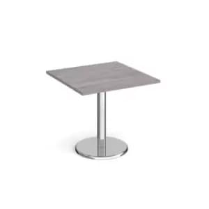 Image of Pisa square dining table with round chrome base 800mm - grey oak