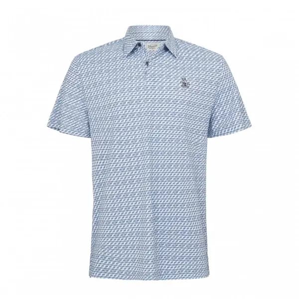 Image of Original Penguin Retro Wave Pattern Polo BLACK IRIS - XS