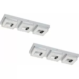 Image of Loops - 2 pack Wall Flush Ceiling Light Chrome Shade Chrome Clear Crystal LED 3x4W