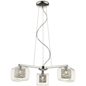 Image of Spring Lighting - 3 Light Multi Arm Ceiling Pendant Mesh Chrome Glass Three, G9