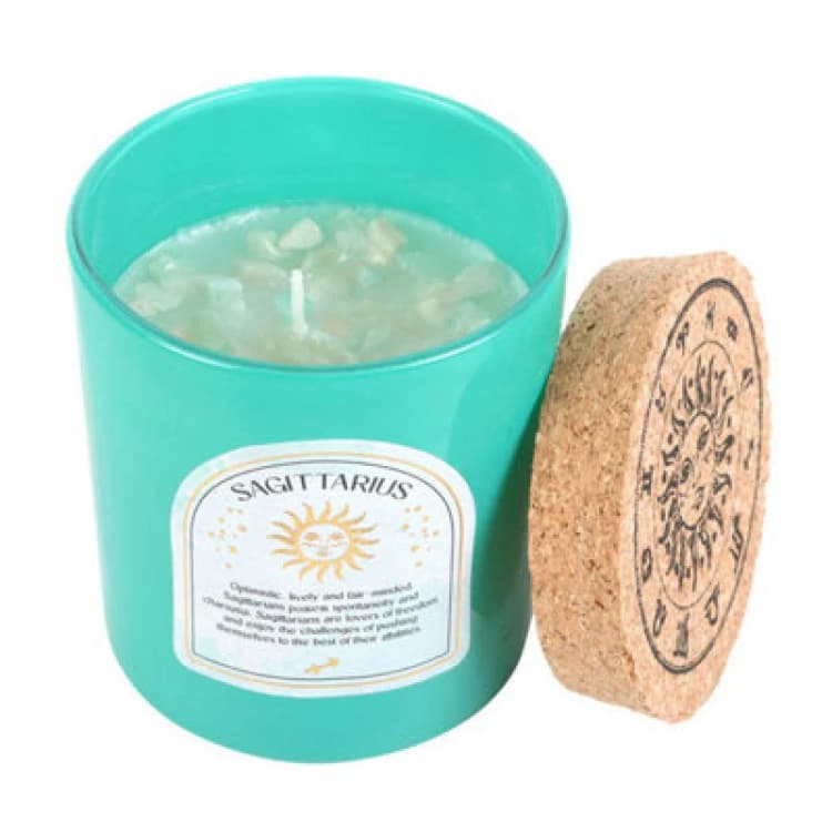 Image of Something Different Something Different Sagittarius Ylang Ylang & Amber Turquoise Chips Scented Candle in Mid Blue Mid Blue One Size Unisex 5063425986