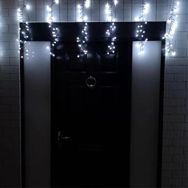 Image of 4.8m Multi Function Frosted White LED Cluster Curtain Lights Christmas Decorations with Timer